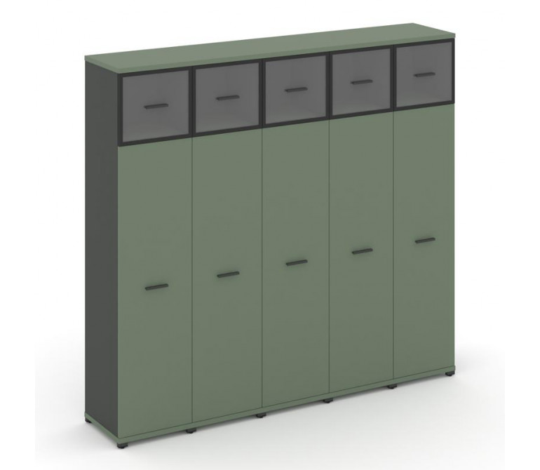 Концепт Шкаф 5 узких секций, 5 ниш CN.STU-557 RPB A Кобо/Антрацит NEW/Металл Антрацит/Прозрачный 208