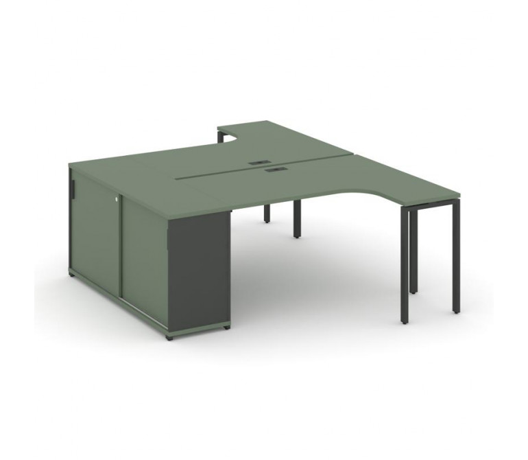 Концепт Рабочая станция с опорным шкафом-купе CN.DSA-218 A Кобо/Антрацит NEW/Металл Антрацит 2000*14