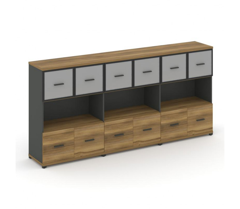 Концепт Шкаф 3 широкие секции, 3 ниши CN.STS-335 RMB A Сандал Янтарный/Антрацит NEW/Металл Антрацит/