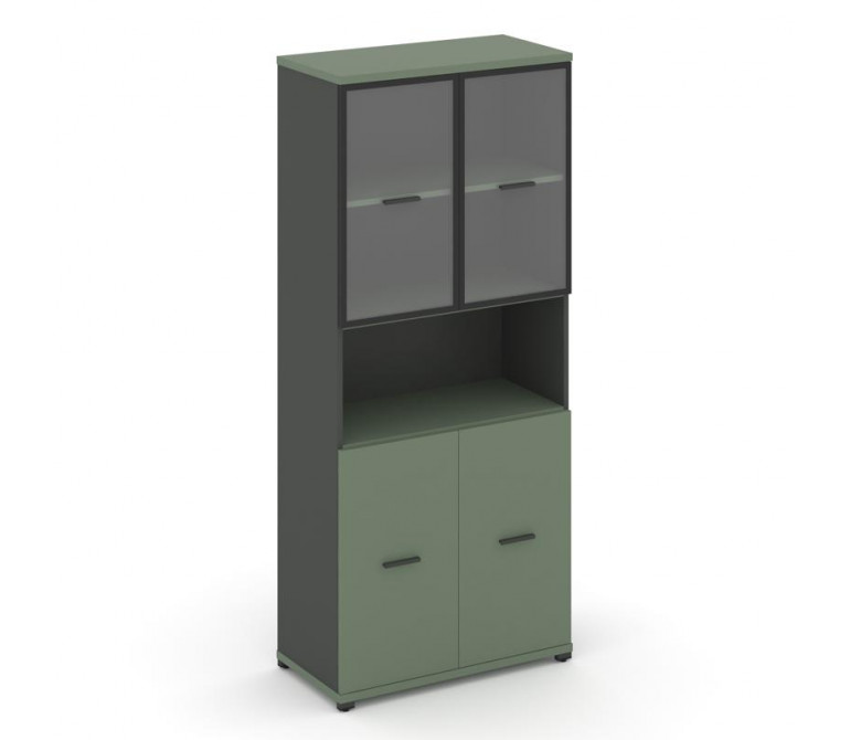 Концепт Шкаф 1 широкая секция, 5 ниш CN.STS.E-513 RPB A Кобо/Антрацит NEW/Металл Антрацит/Прозрачный
