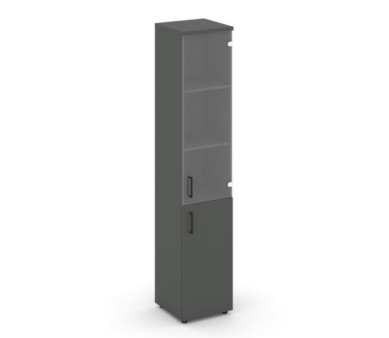 Стайл Проджект Шкаф высокий узкий SN.STU-102(R) Антрацит NEW/Прозрачный/Черный Ручки 400*400*1982