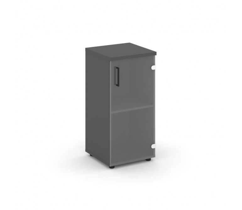Стайл Проджект Шкаф низкий узкий SN.STU.E-302(R) Антрацит NEW/Прозрачный/Черный Ручки 400*400*833