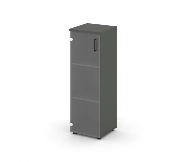 Стайл Проджект Шкаф средний узкий SN.STU-205(L) Антрацит NEW/Прозрачный/Черный Ручки 400*400*1203