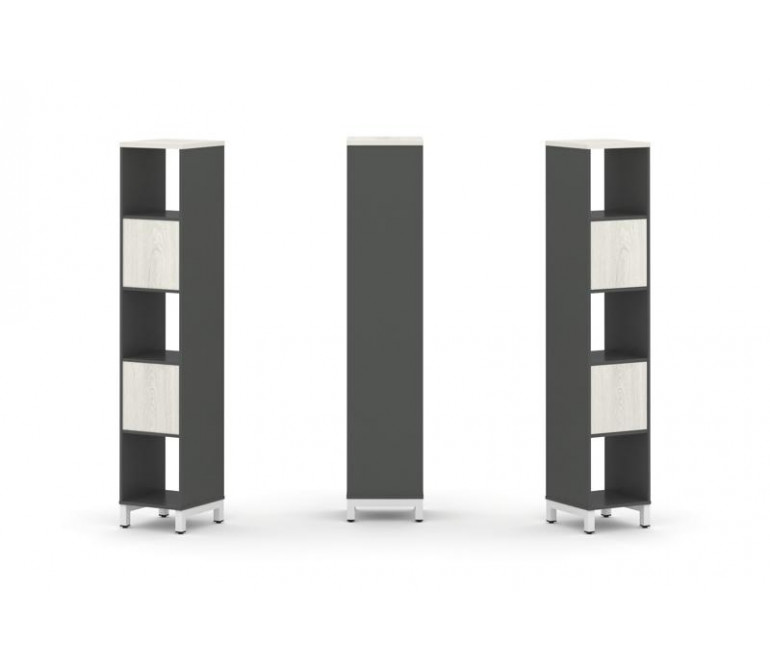 Стайл Проджект Набор стеллажа 1 сторон., 5 яр. SN.NS-511 Антрацит NEW/Дуб Наварра/Металл Белый 387*4