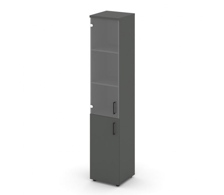 Стайл Проджект Шкаф высокий узкий SN.STU.E-102(L) Антрацит NEW/Прозрачный/Черный Ручки 400*400*1982
