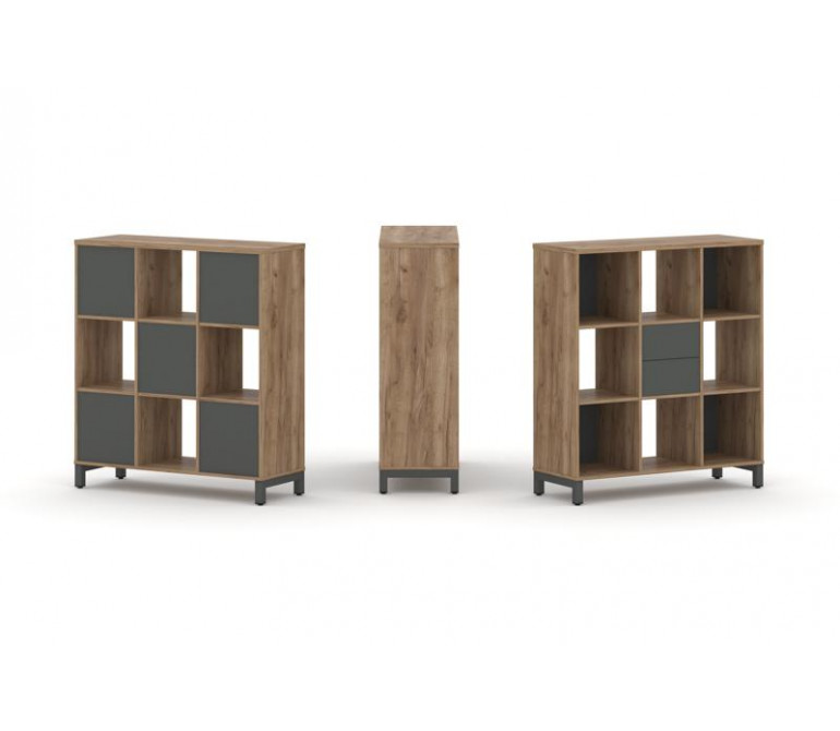 Стайл Проджект Набор стеллажа 1 сторон., 3 яр. SN.NS-331 Дуб Табак/Антрацит NEW/Металл Антрацит 1121