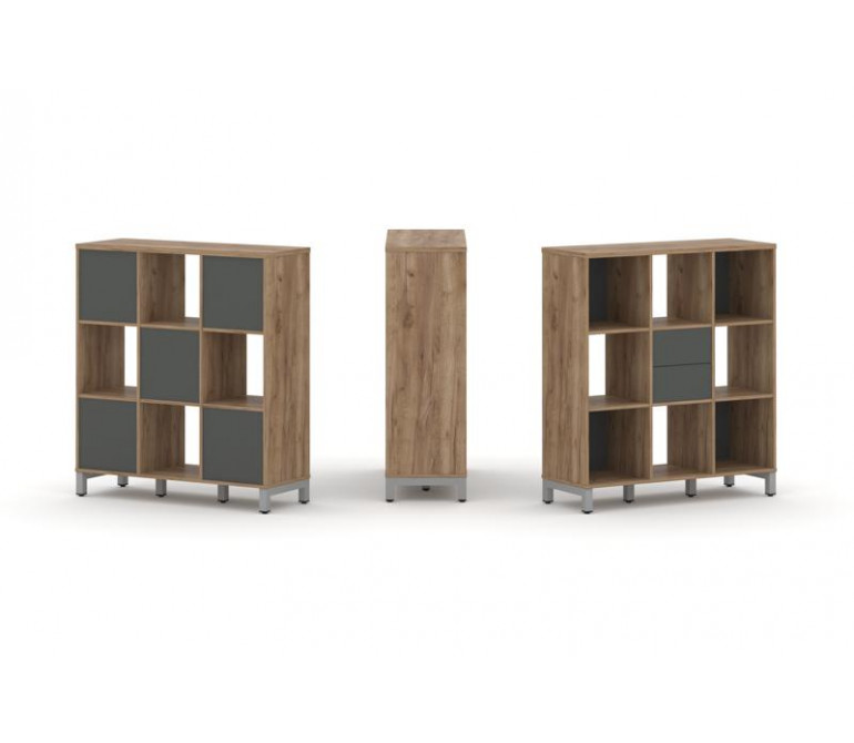 Стайл Проджект Набор стеллажа 1 сторон., 3 яр. SN.NS-331 Дуб Табак/Антрацит NEW/Металл Серый 1121*40