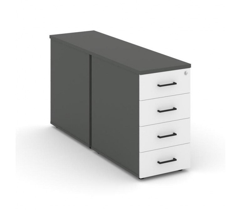 Стайл Проджект Тумба опорная/приставная SN.TOP-013 Антрацит NEW/Антрацит NEW/Белый/Черный Ручки 416*