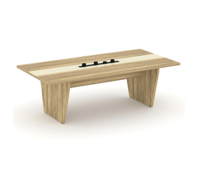 Корнер Стол переговорный COR.PRG-24.E-1 Гикори Песочный/Ваниль 2400*1200*750
